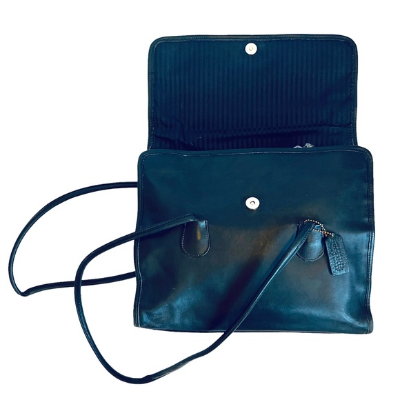 SOLD ❌ Coach Vintage 4170 Black 100% Leather 1995 Shopper Flap Tote Shoulder Bag - Picture 7 of 12